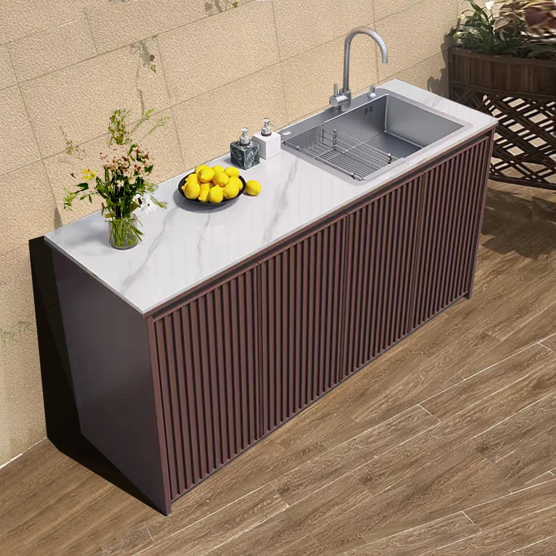 product outdoor all aluminum alloy rock plate washbasin and sink integrated cabinet outdoor waterproof  courtyard storage cabinet-6