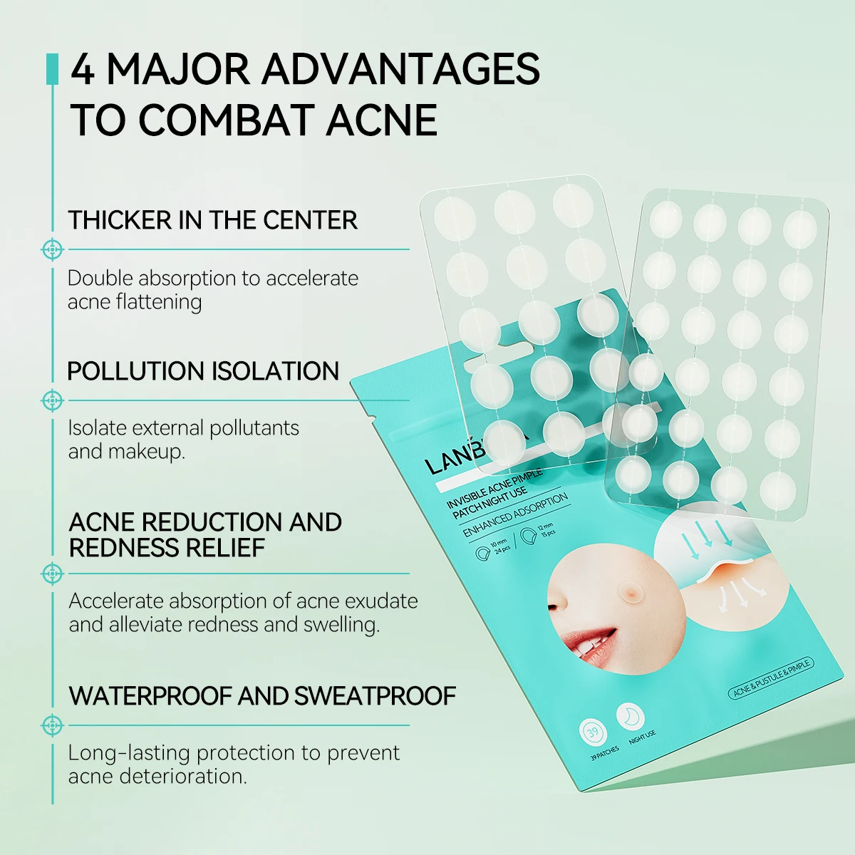 Lanbena  Night Use Private Label Ance Pimple Patch for All Skin Type Hydrocolloid
