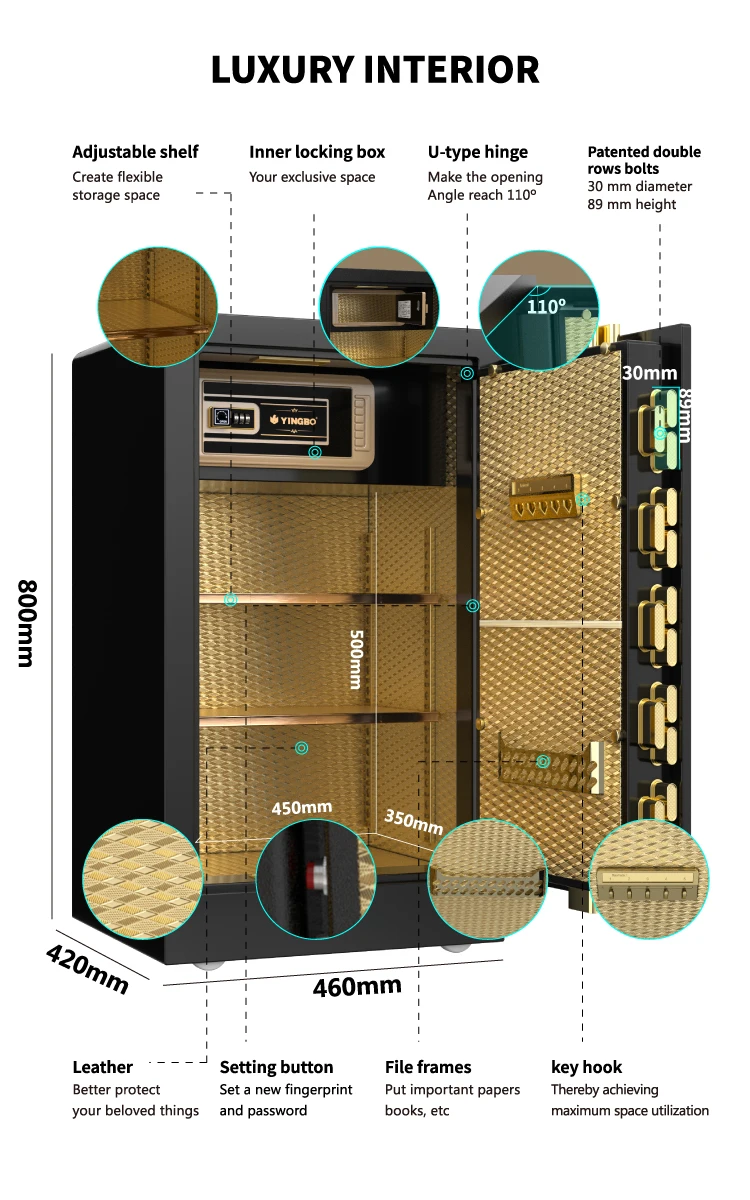 Uchida Home Safe Box - Secure Your Belongings with Fingerprint