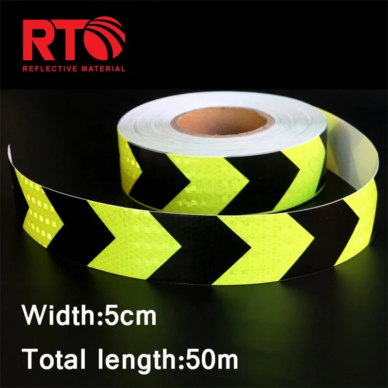 Honeycomb PVC Self Adhesive Red White Yellow Black Arrow/Twill Reflective Tape Sticker for Trucks Safety manufacture