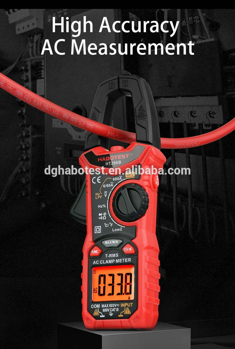 HABOTEST Upgraded Version HT206D Handheld NCV Digital Clamp Meters Voltmeter Ammeter Capacitor Battery Tester 6000 Counts