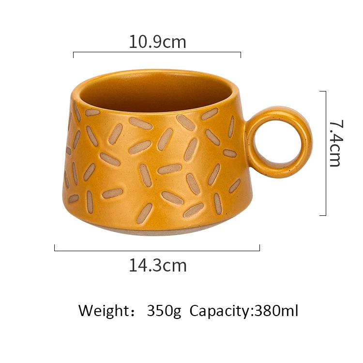 Stock 380ml Retro Nordic Ceramic Coffee Mugs Creative Oatmeal Tea Cup