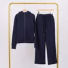 Midnight blue slim-fit sweatshirt and sweatpants set