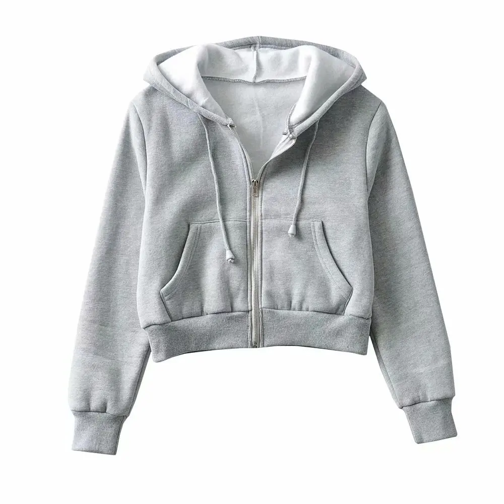 women solid color short zipper fleece