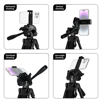 F3520 Micro Four-Head Camera Tripod, Telescope, Night Fishing Lamp Stand, Selfie and Live Streaming Stand detail image
