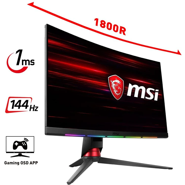 MSI 27 Inch WQHD Curved Gaming Monitor, 144Hz Refresh Rate, 1ms