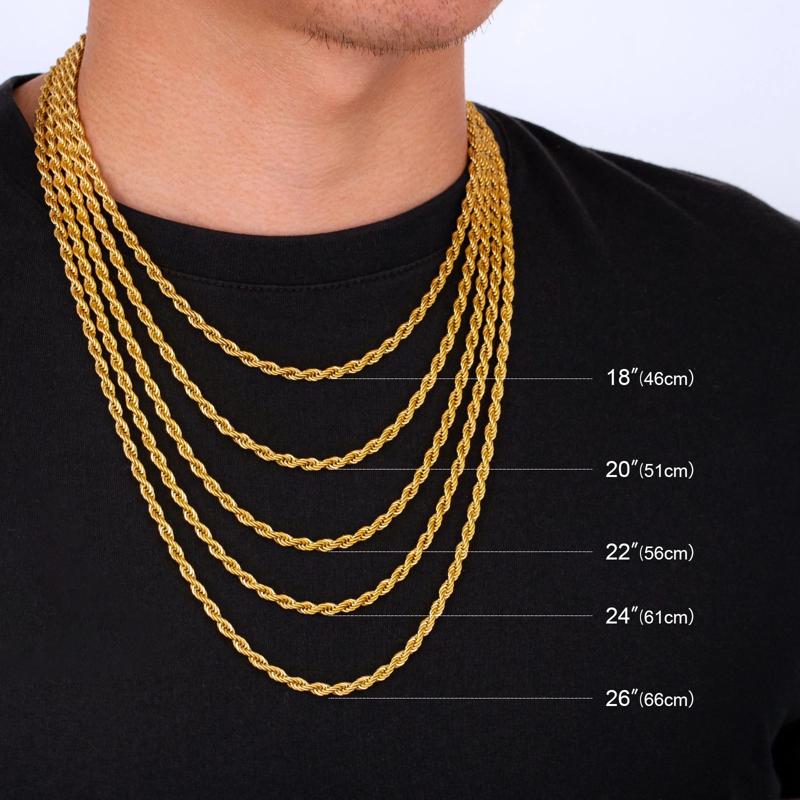 Wholesale to 6mm Twisted Necklace 18K Gold Plated