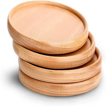 Beech Wood Round Coaster 3.46 Inch Natural Wood Coaster Drink Cup Coasters Decorative for Kitchen Dining Table for Home