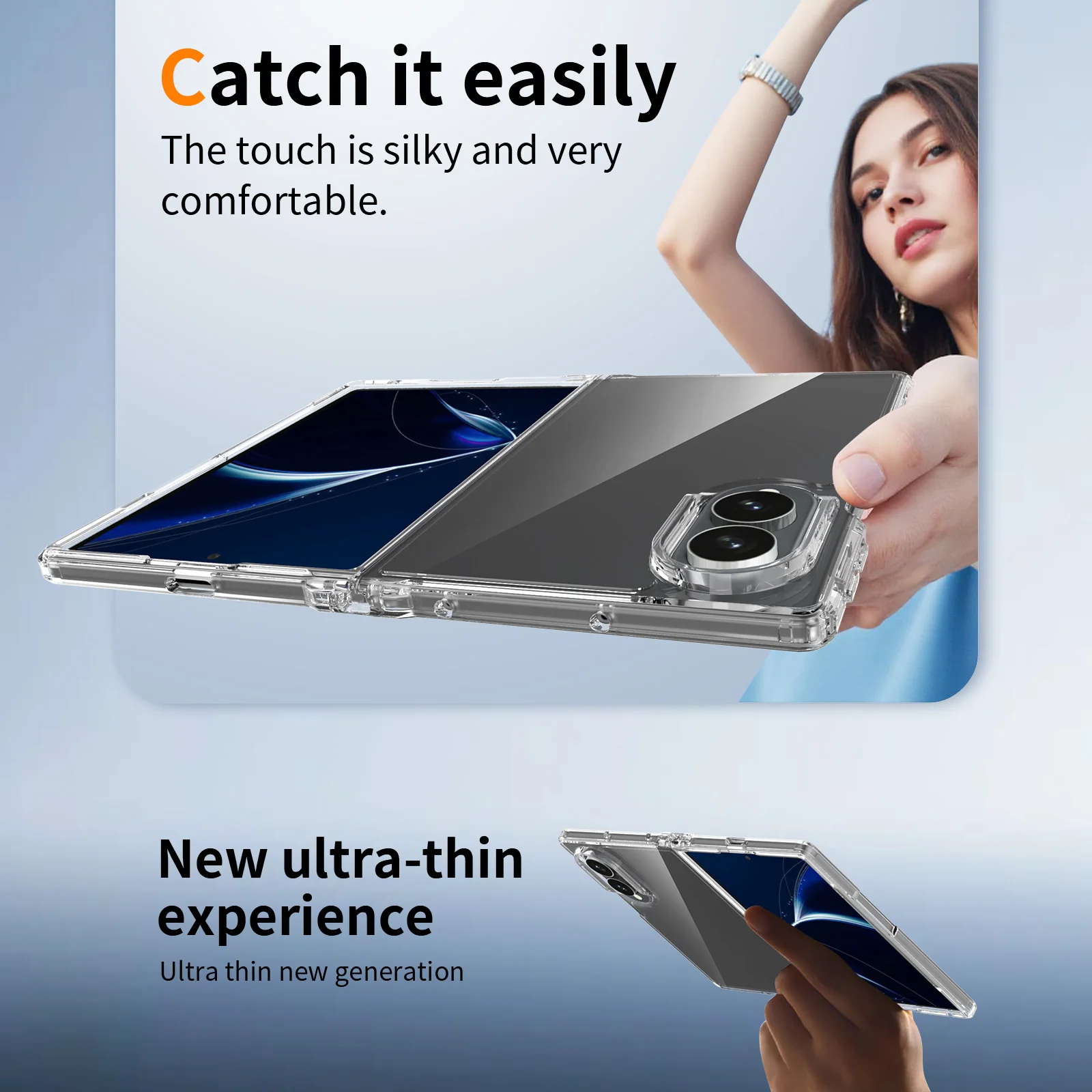 product laudtec case for samsung galaxy z fold 8 wide transparent tpu pc shockproof fold phone case-6