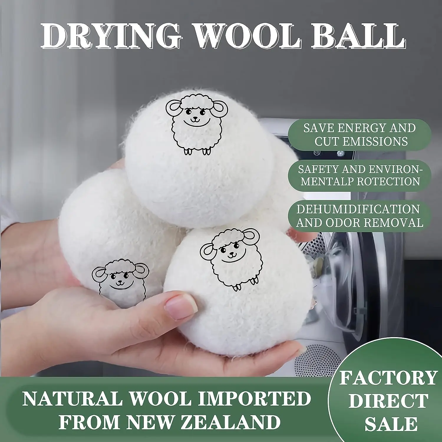 Best Laundry Balls,New Zealand Wool Natural Organic Fabric,Baby Safe Without Chemical Additives