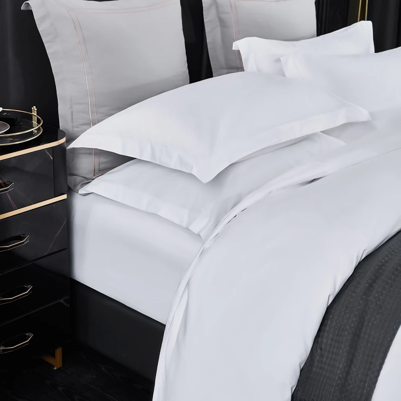 Premium 100% Cotton Royal Hotel White Bedding Set Luxury Bed Sheet with Pillow Cover