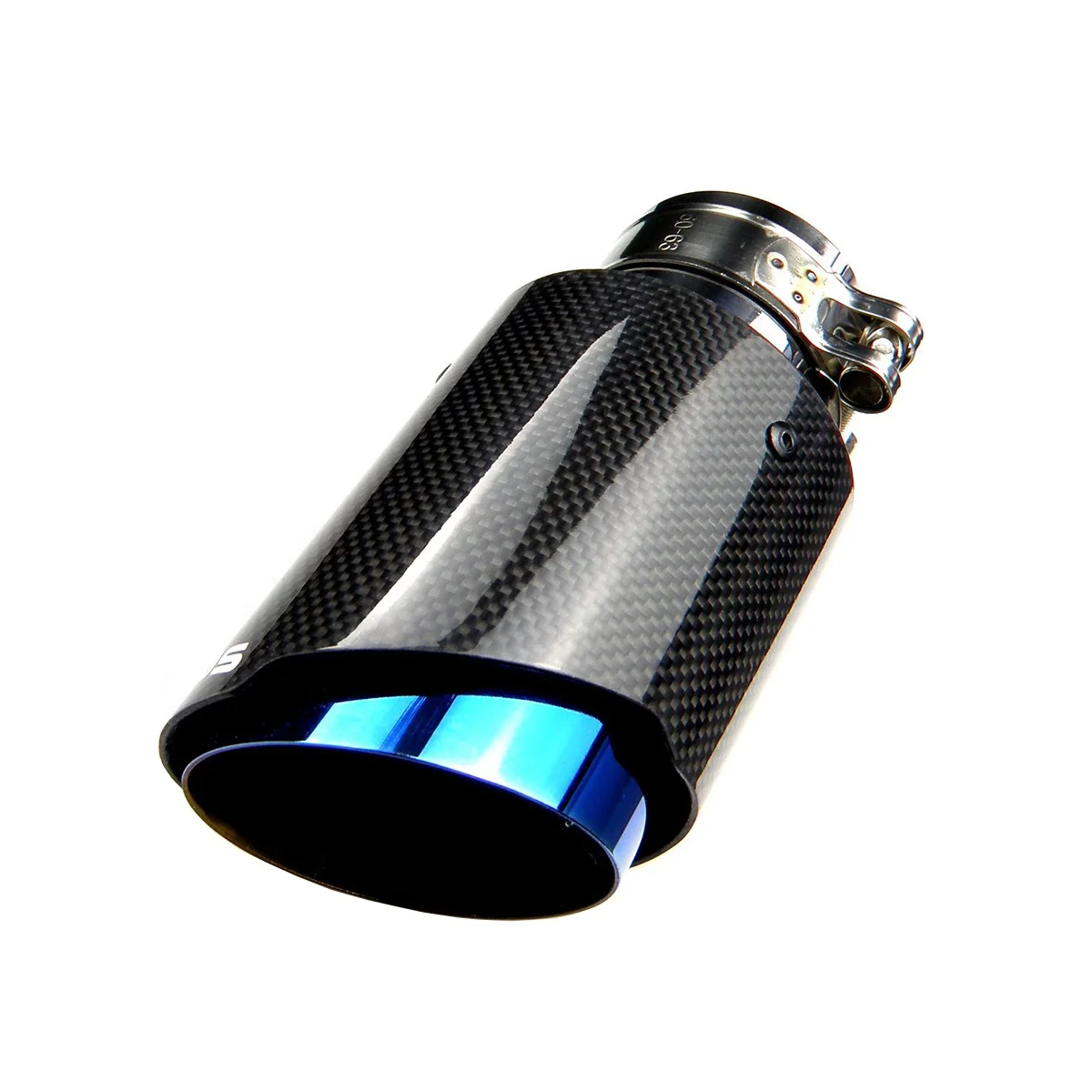 Car Universal Customized Logo Straight Edge Blue Pipe Glossy Black Carbon Fiber REMUS Exhaust Tips Muffler Tip