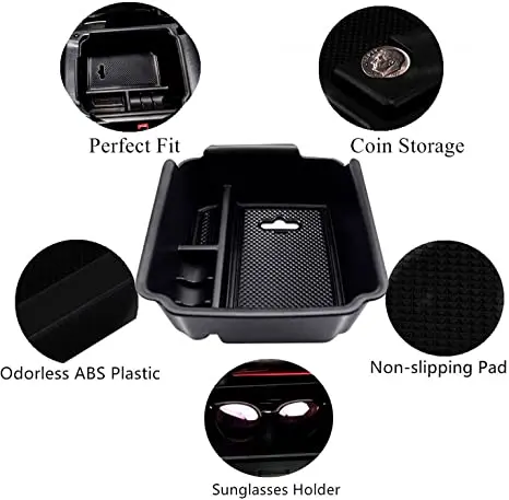 Center Console Organizer Interior Storage Box for 2018-2022 VW Tiguan and 2022VW Taos ABS Insert Armrest Box Storage Accessories