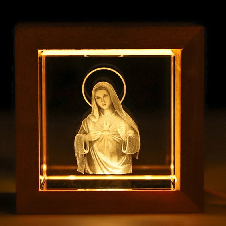 product new design 3d laser crystal cube first holy communion crystal night light for home deco-35