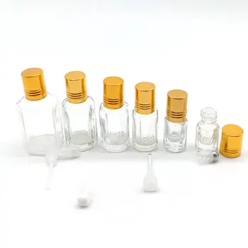 Factory sale 2ml 3 ml 6ml 12ml 20ml 60mlattar perfume glass bottle roll on 3 ml attar bottle with aluminum gold cap