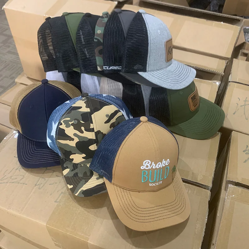 Designer Embroidered 6 Panel Snapback Solid Plain Gorras Baseball Caps Mesh Blank Richardson 112 Trucker Hats With Custom logo