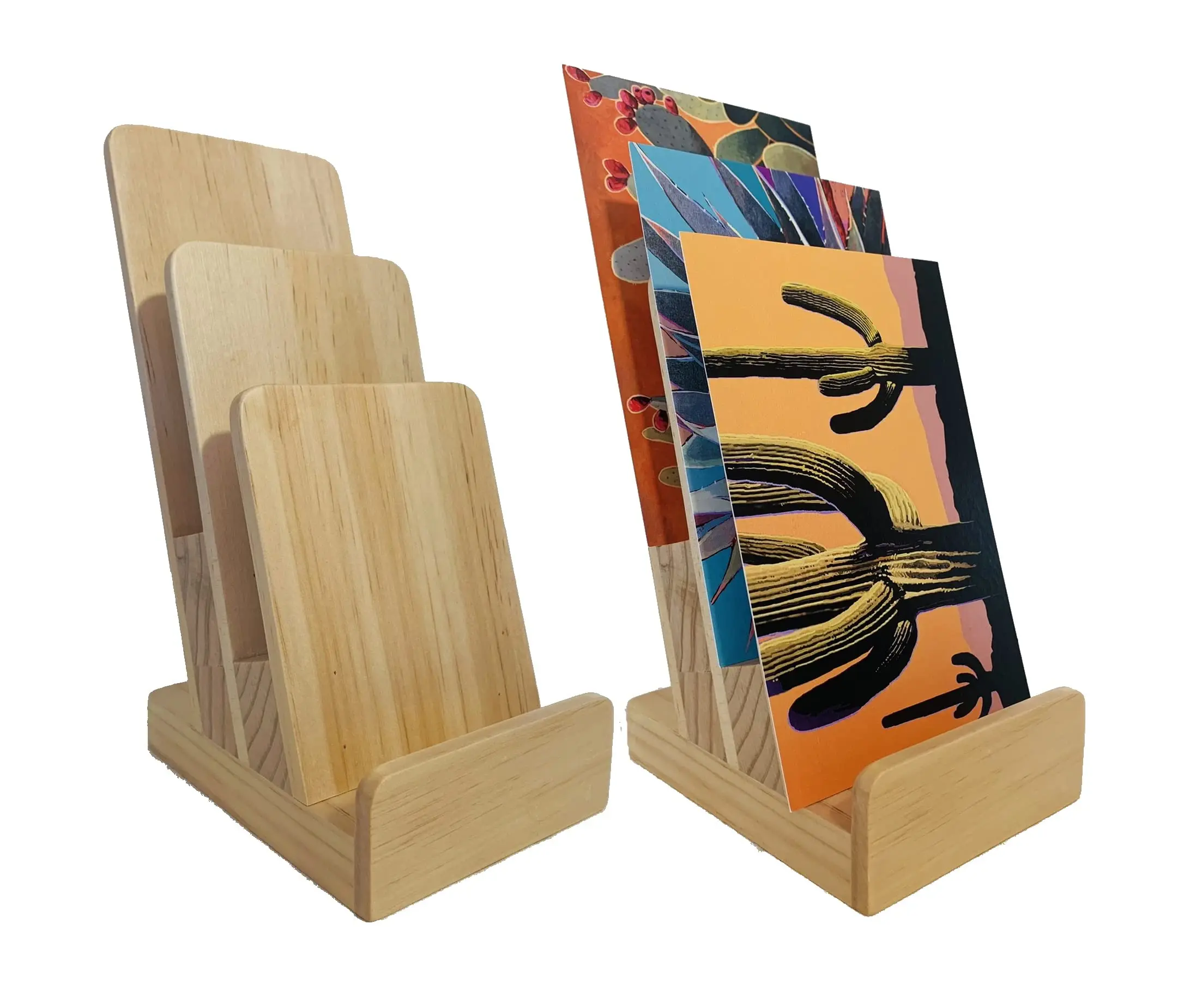 Acacia/Pine Wooden Vintage Style Sustainable Multifunction Brochure Display Stand Holder for Home Desk Organizer Flyer Menu