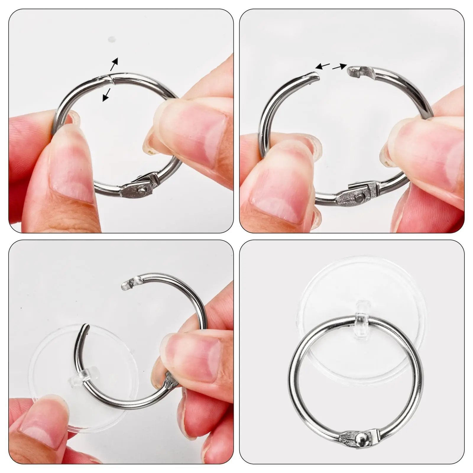 30 Pcs Self Adhesive Ceiling Hook Small Disc Hanging Hook with 3 cm Stainless Steel Ring Clear Waterproof Wall Hooks