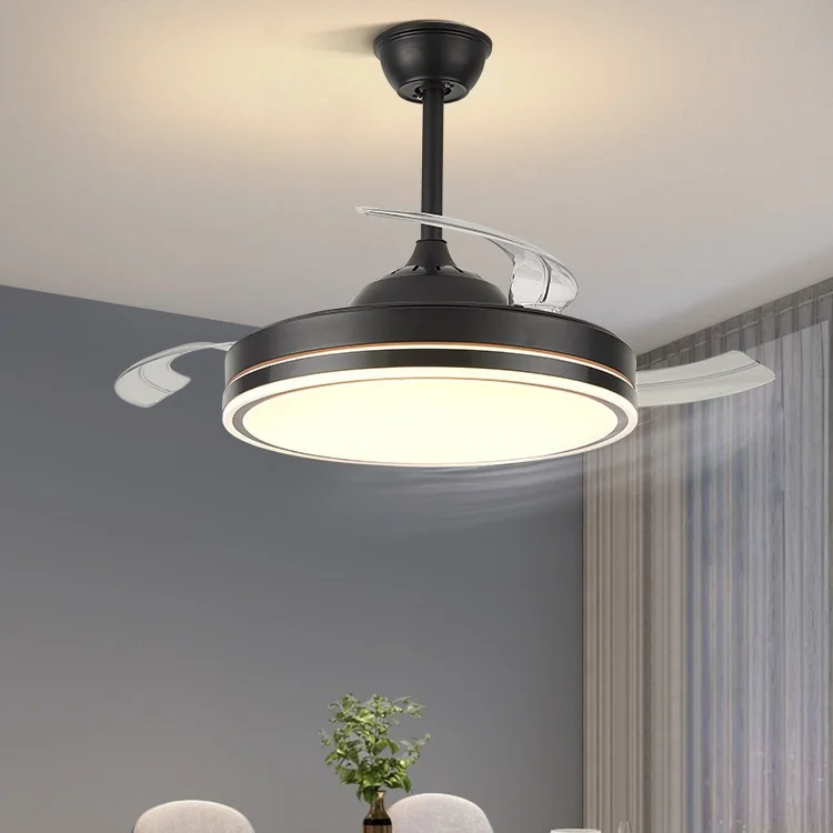 HFBH Led Ceiling Fan Dc Silent Motor 6 Speed Remote Control Modern Led Retractable Ceiling Fan