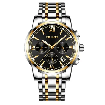 Olika Customizable Luxury Men's 41mm Round Dial Stainless Steel Luminous Hands Waterproof Quartz Watches