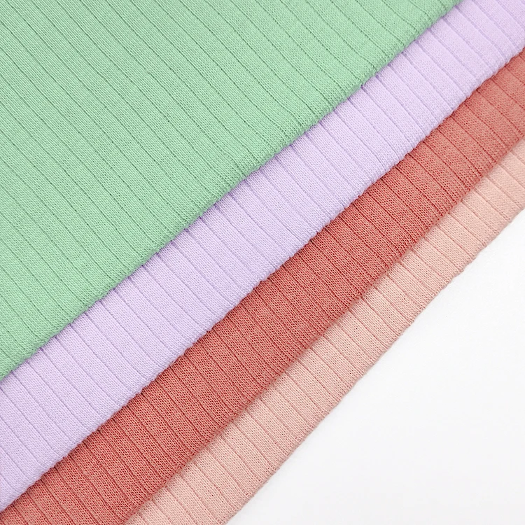 Soft Ribbed Stretchy Fabric Cotton Material, New Style Knit Cotton 5*2 Rib Fabric for Clothes/ factory