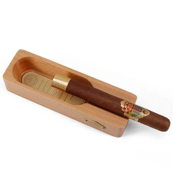 JF-098 JIFENG 16.8*4.8*3.4cm customized logo portable small beech wood single cigar ashtray