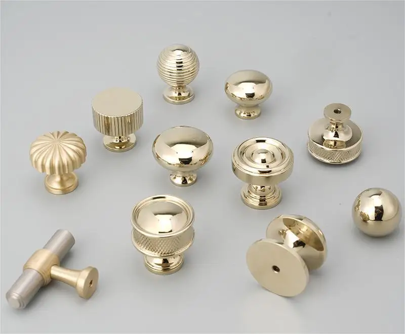 Knurled Style Brass Knob T Bar Drawer Furniture Pulls Handles Wardrobe