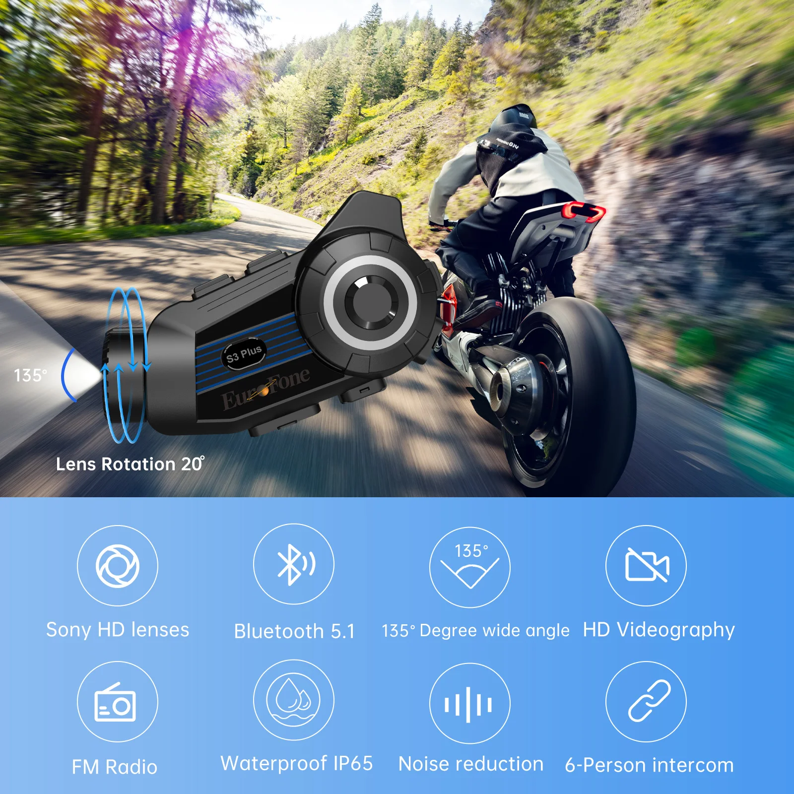 Intercomunicador Bluetooth para casco de motocicleta