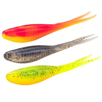 CHEERY 8cm 6pcs TPR Floating Soft Bait Plastic Carp Worm Fish Bait Root for Lead Head Hook River Fishing Fork Tail Soft Bait – Soft Lure – view 3