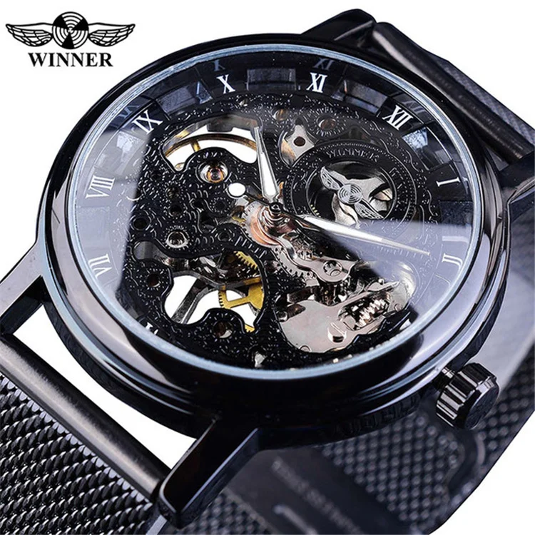 WINNER GMT1111 Manual Mechanical Watch for Women Luxury Ladies Watches 2021 Casual Wristwatch Top Brand Mesh Strap Skeleton