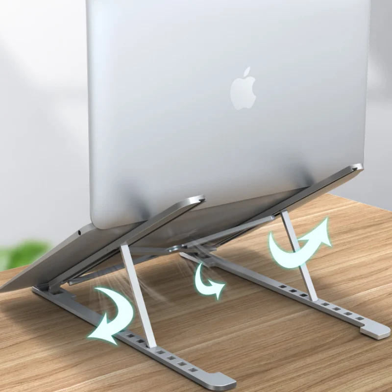 Boneruy Foldable Portable Desktop Computer Laptop Stand Aluminum 8  Level Angle Adjustable Height Laptop Mount