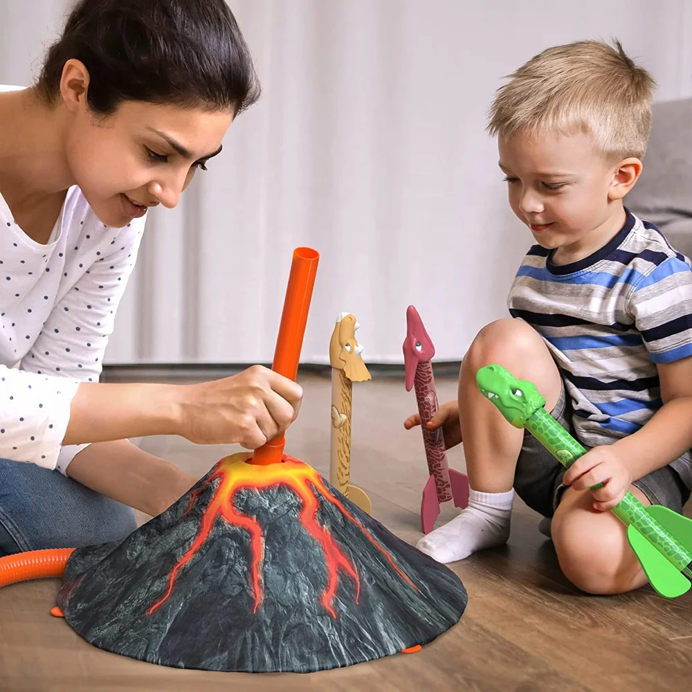 Nouveau jouet de lancement de fusée de dinosaure pour enfants, ensemble de fusée avec pompe à air, lancer jusqu'à 100 pieds, jouet d'extérieur
