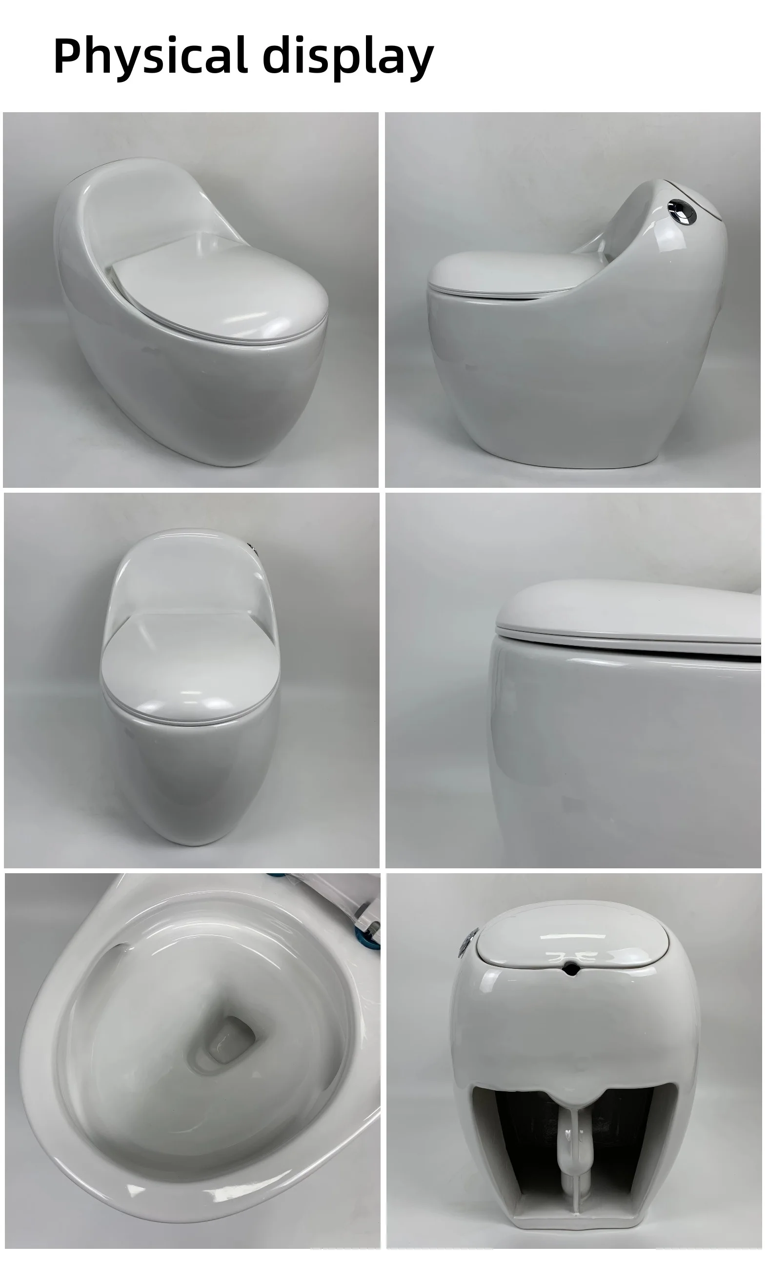 product egg shaped one piece toilet floor mounted small household water saving water closet for home or hotel use made of pp and uf-67