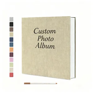 Small MOQ Factory Custom Linen Cover 40 Sticky Pages DIY Memory Book Self Adhesive Scrapbook Album for Photography Gifts