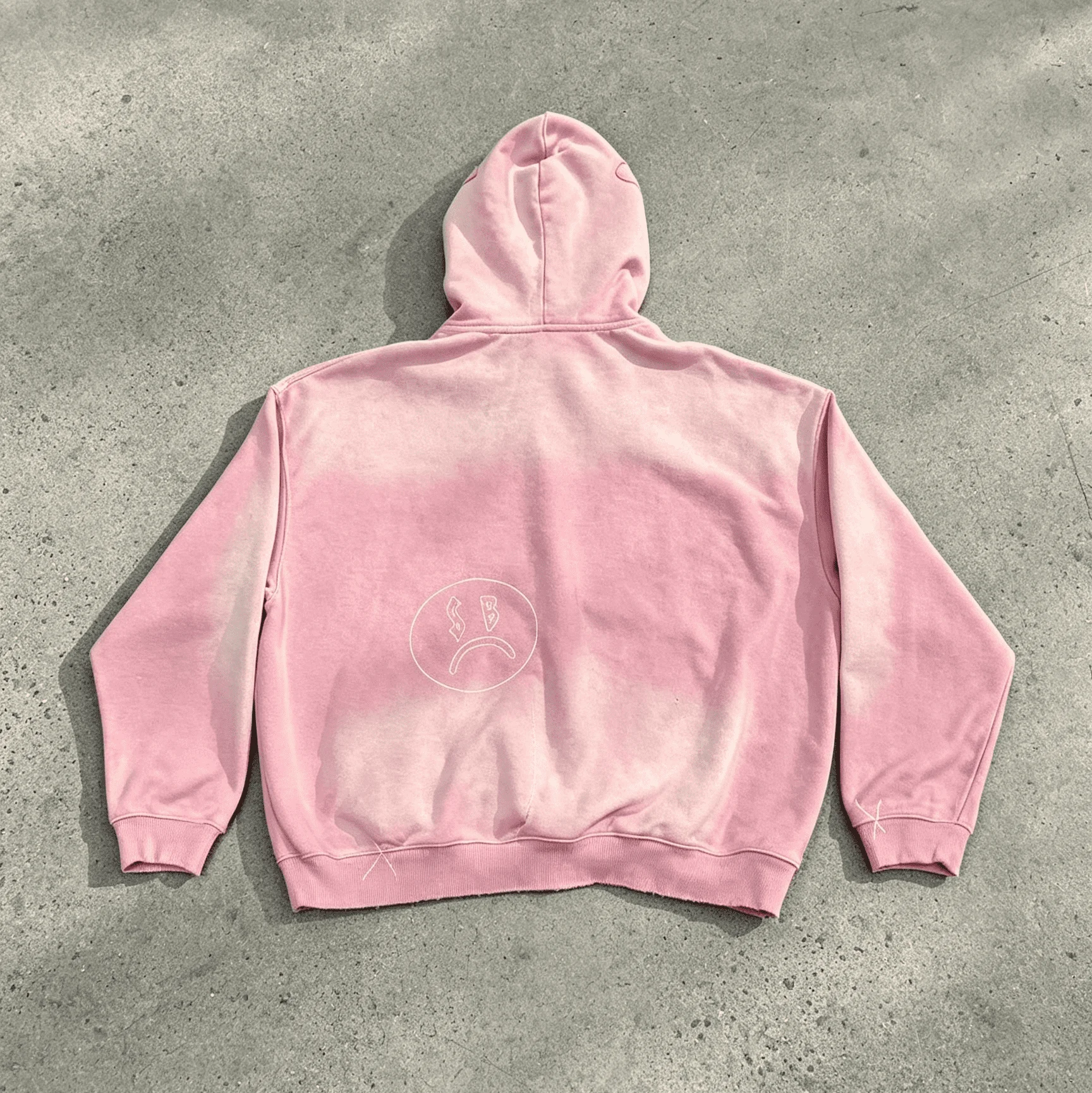Custom Streetwear Heavyweight 100% Cotton Hoodie Vintage Acid Wash Sun Faded Distressed Patch Applique Embroidery Zip up Hoodie gallery 2