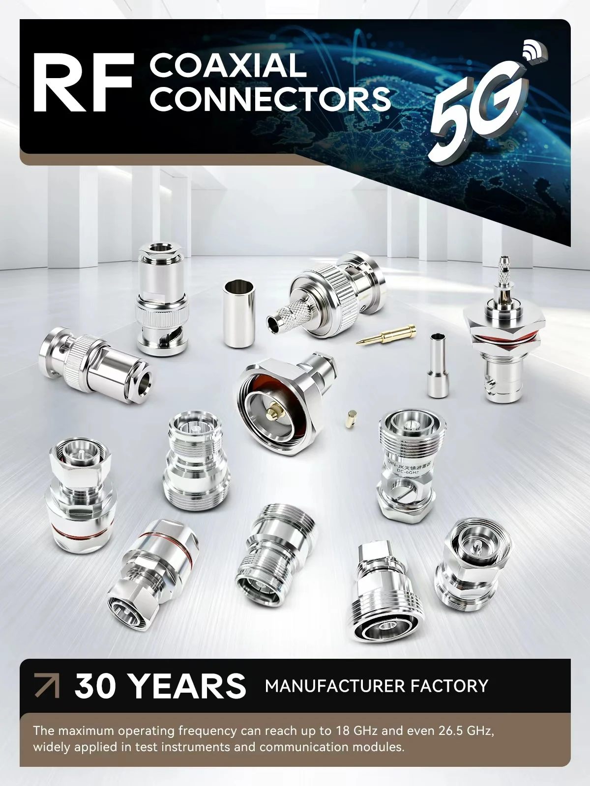 product factory price 4310 kb3 coaxial connector brass mini din 4310 female connector for rg141 rg402-0