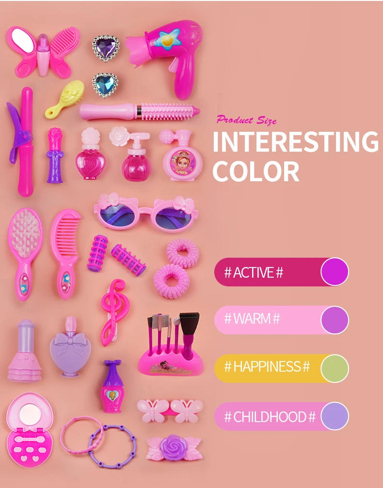 Wholesale Pink Makeup Set Children's Toys Child Plastic Pretend Play Makeup Toys