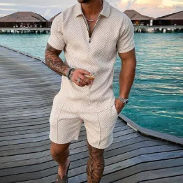 OEM Trainingsanzug Custom Sommer Sportswear 2 Stück Anzüge Polo T Shirt Trainingsanzüge Laufen Custom Männer Shorts Set915_voghion.com