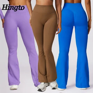 Nylon Spandex Yoga Flare Leggings for Woman Fitness Sports Gym Tights High Waisted Leggings Seamless Gym Leggings for Women