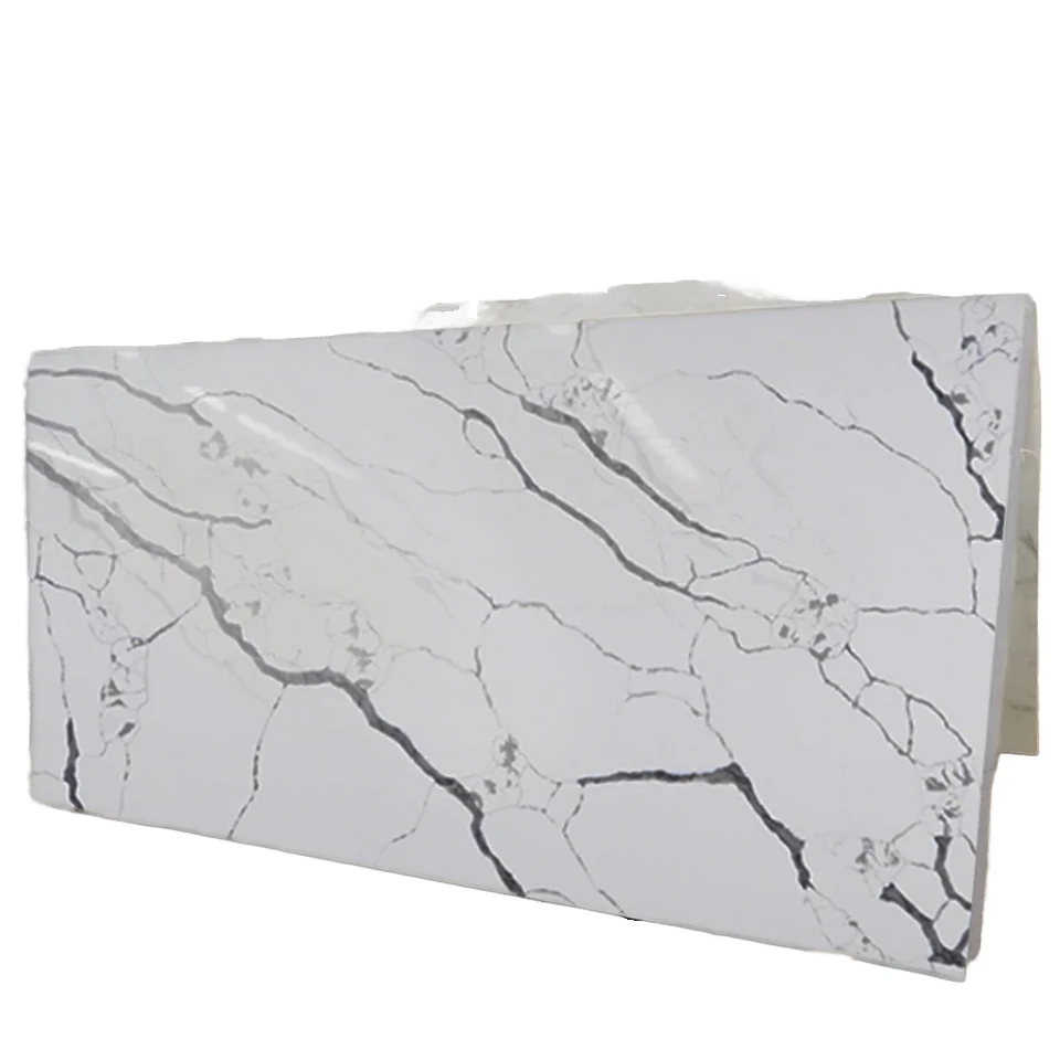 Modern Waterproof White Artificial Calacatta Quartz Stone Top 0 Silica Quartz Stone Slab for Kitchen Counter Top
