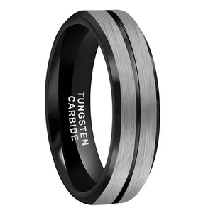 Coolstyle Jewelry 6mm Beveled Matte Finish Black Tungsten Finger Ring for Men Women Wholesale Fashion Engagement Wedding Band