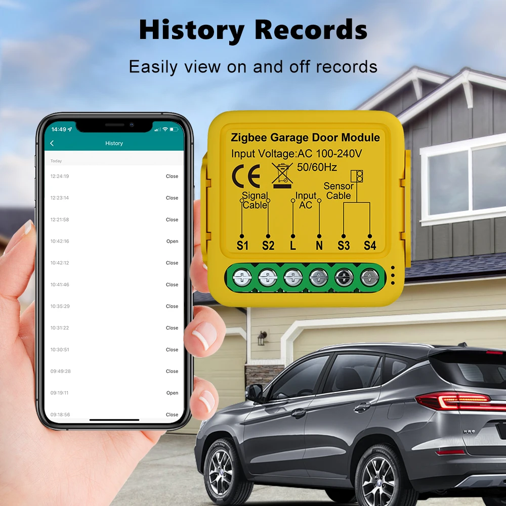 Tuya ZigBee Smart Garage Door Opener Controller,Works with Tuya Alexa  Google Assistant, Tuya Zigbee Hub Needed