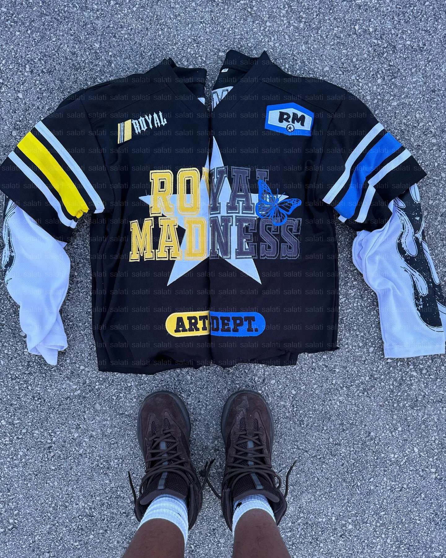 Customized 250 GSM V Neck Print Embroidery Double Layer Long Sleeve Tee T Shirt Retro Baseball Football Jersey T-shirts for Men gallery 2