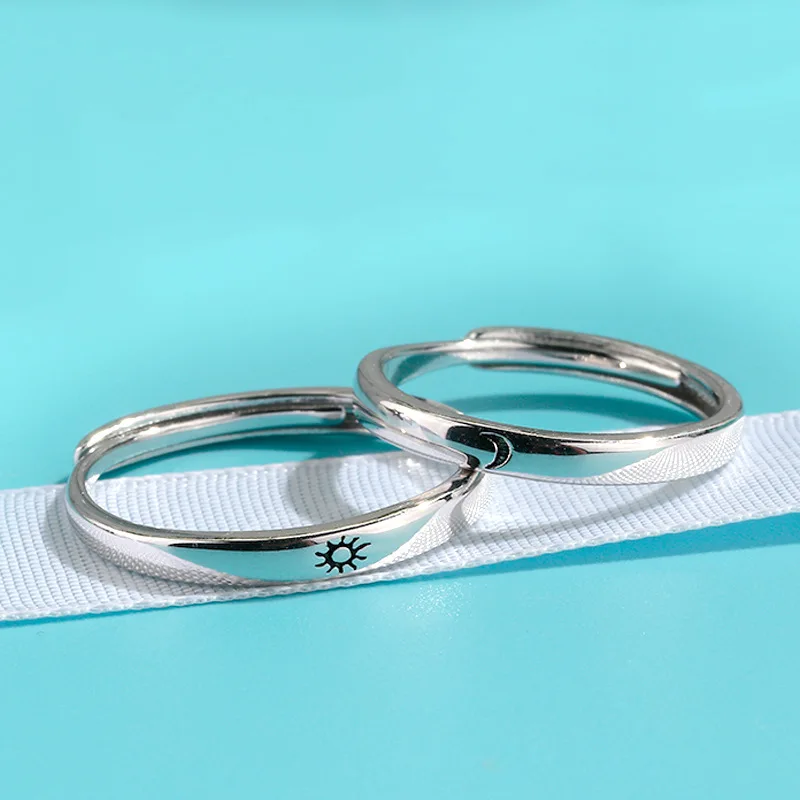 S925 Sterling Silver Sun Moon Necklace for Women Girls, Cubic Zirconia Opal : oGoodsunj Sterling Silver Moon Sun Rings Set Stackable