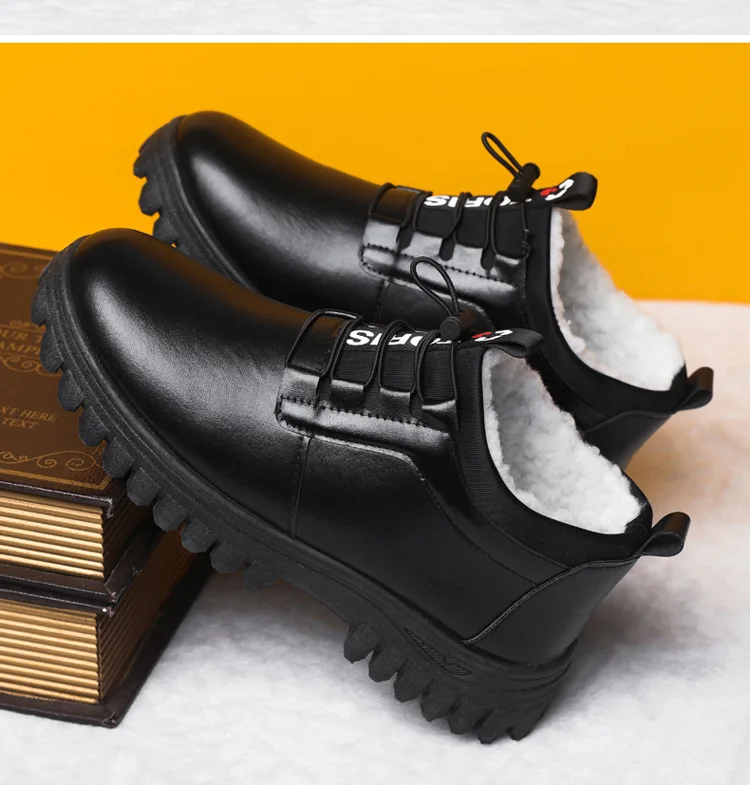 Men's Waterproof Leather Winter Ankle Boots with Fur