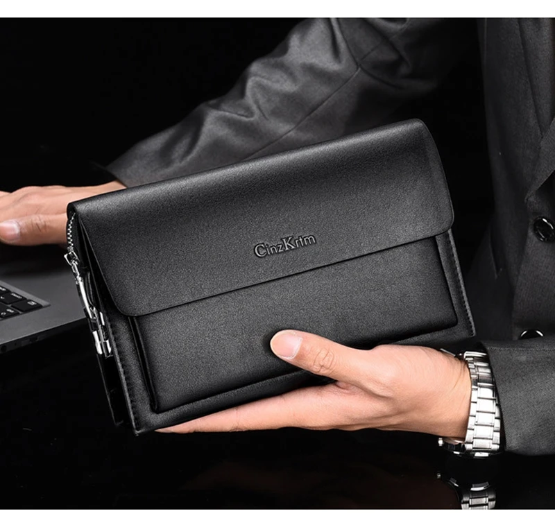 Mens clutch bag leather business bag PASSWORD LOCK hand bag wallet purse  for men
