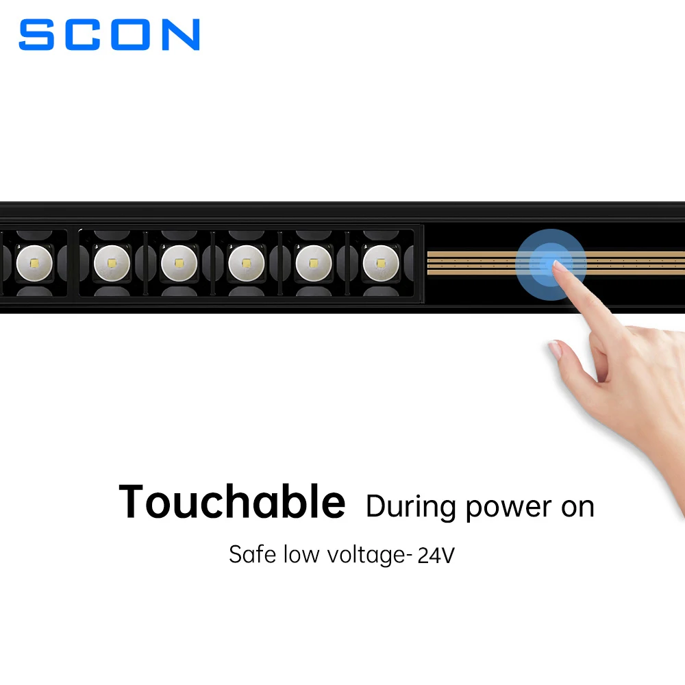 SCON Surface Mounted LED Magnetic Track Light Lamp Aluminum Modern Ceiling Lamps Indoor Rail Lighting System 7W 10W 15W 30W