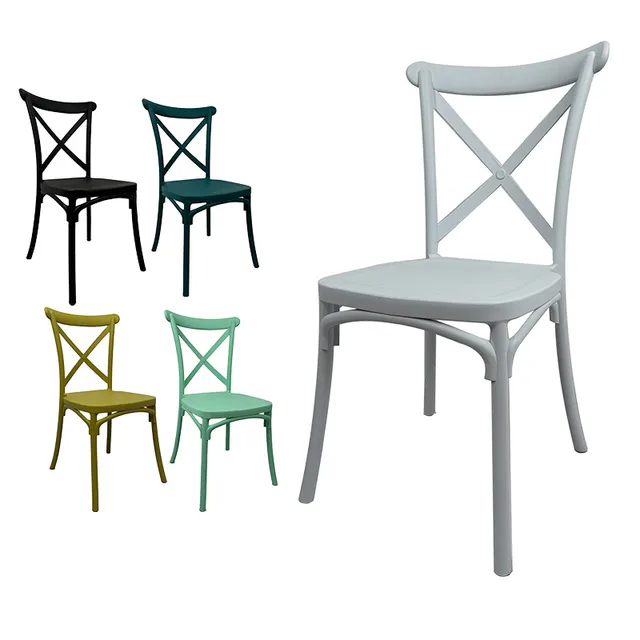 durable black pp outdoor event restaurant dinning chaises polypropylene stackable plastic wedding dining chairs with cross back