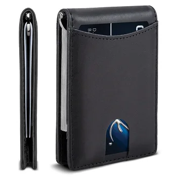 Fashion Wholesale Hot Sales Man's Bifold Wallet RFID Blocking Credit Card Holder Purse With Metal Money Clip Ultrathin Wallet