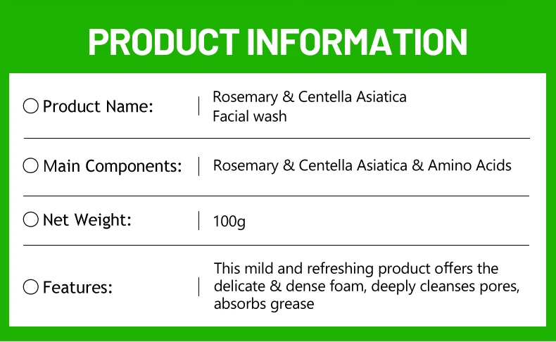Disaar Rosemary & Centella Face Cleans Wash Deep Cleans Pore Moisturizing Face Repair Acne Oil Control Face Wash for Women